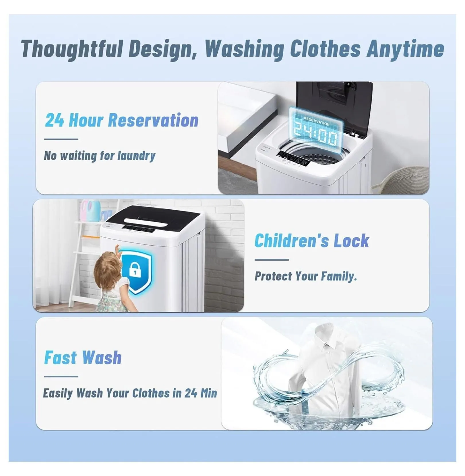 0.95 Cu.Ft Full Automatic Washer and Dryer Combo with Drain Pump, Portable Washing Machine,10 Wash Program,LED Display,Compact Laundry Washer Spinner for Apartment