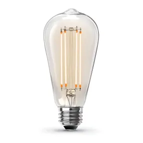 12W (100W Replacement) ST19 E26 Dimmable Straight Filament Clear Glass Vintage Edison LED Light Bulb, Warm Light (4-Pack)