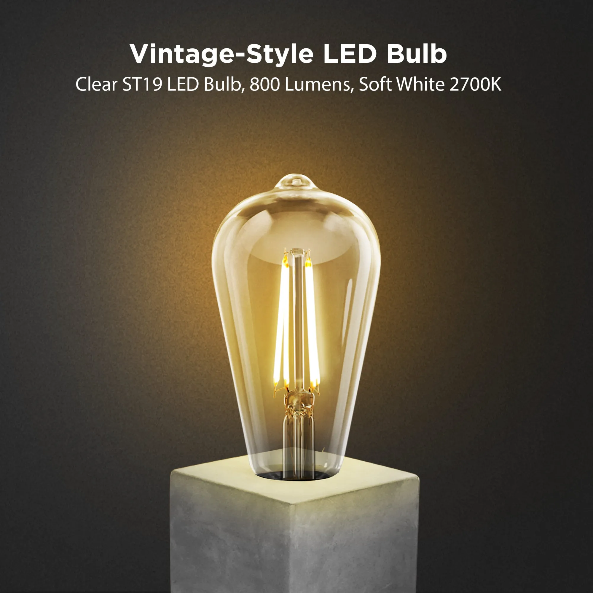 3.5 in. Cube Vintage Industrial Style Table Lamp Base With Clear ST19 Bulb 5.5W Vintage LED