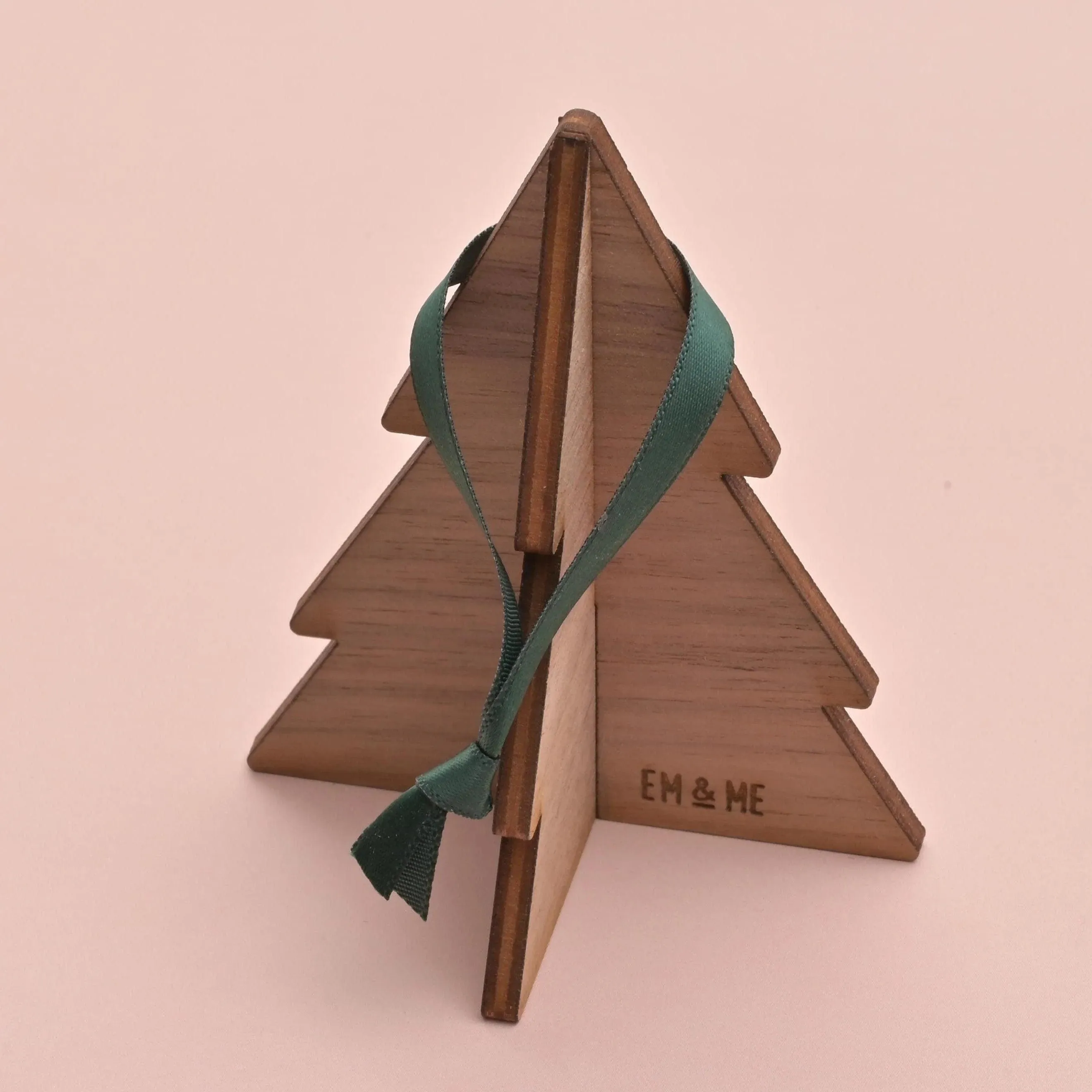 3D Christmas Tree Ornament, Walnut Wood