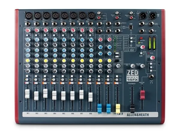 Allen and Heath ZED60-14FX Live and Studio Mixer with Digital FX and USB Port