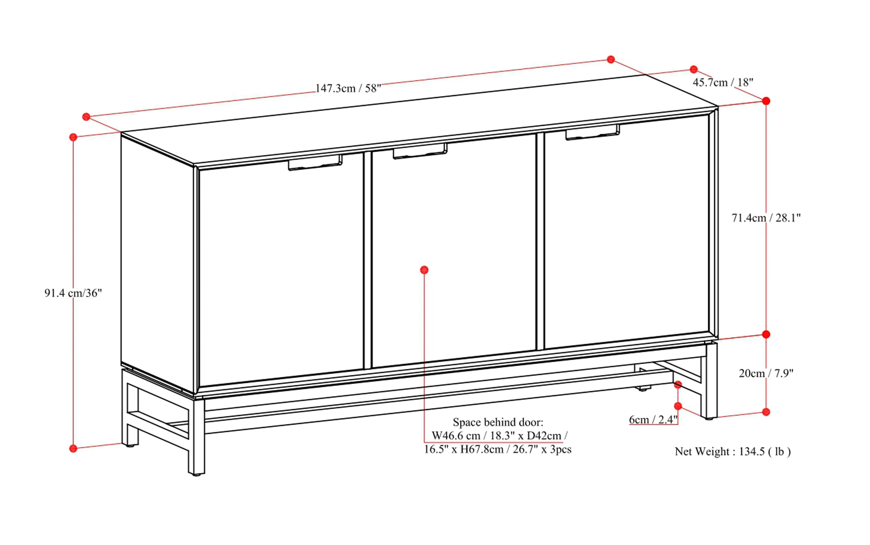 Banting 3 Door Sideboard Buffet