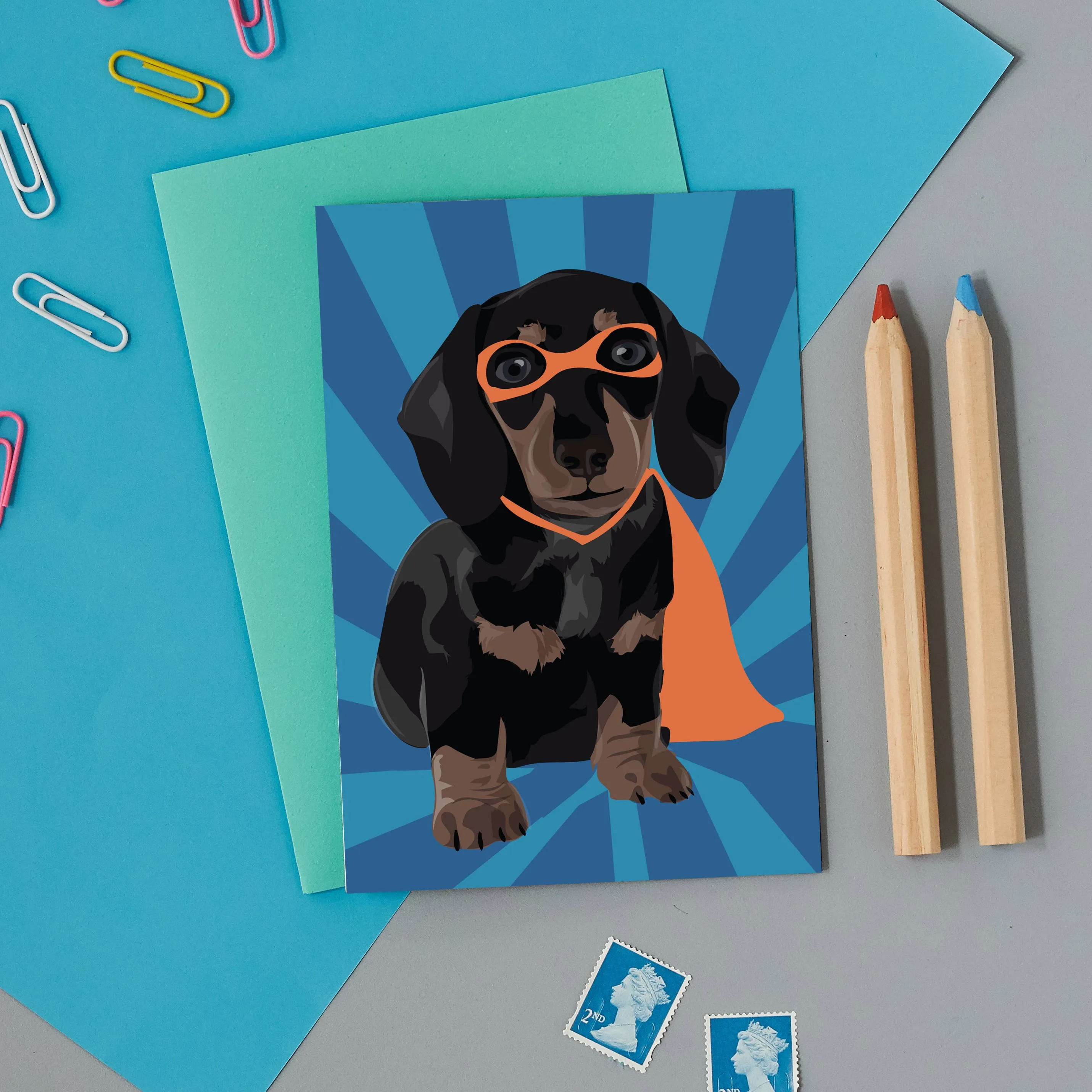 Blank Card "Superhero Dachshund"