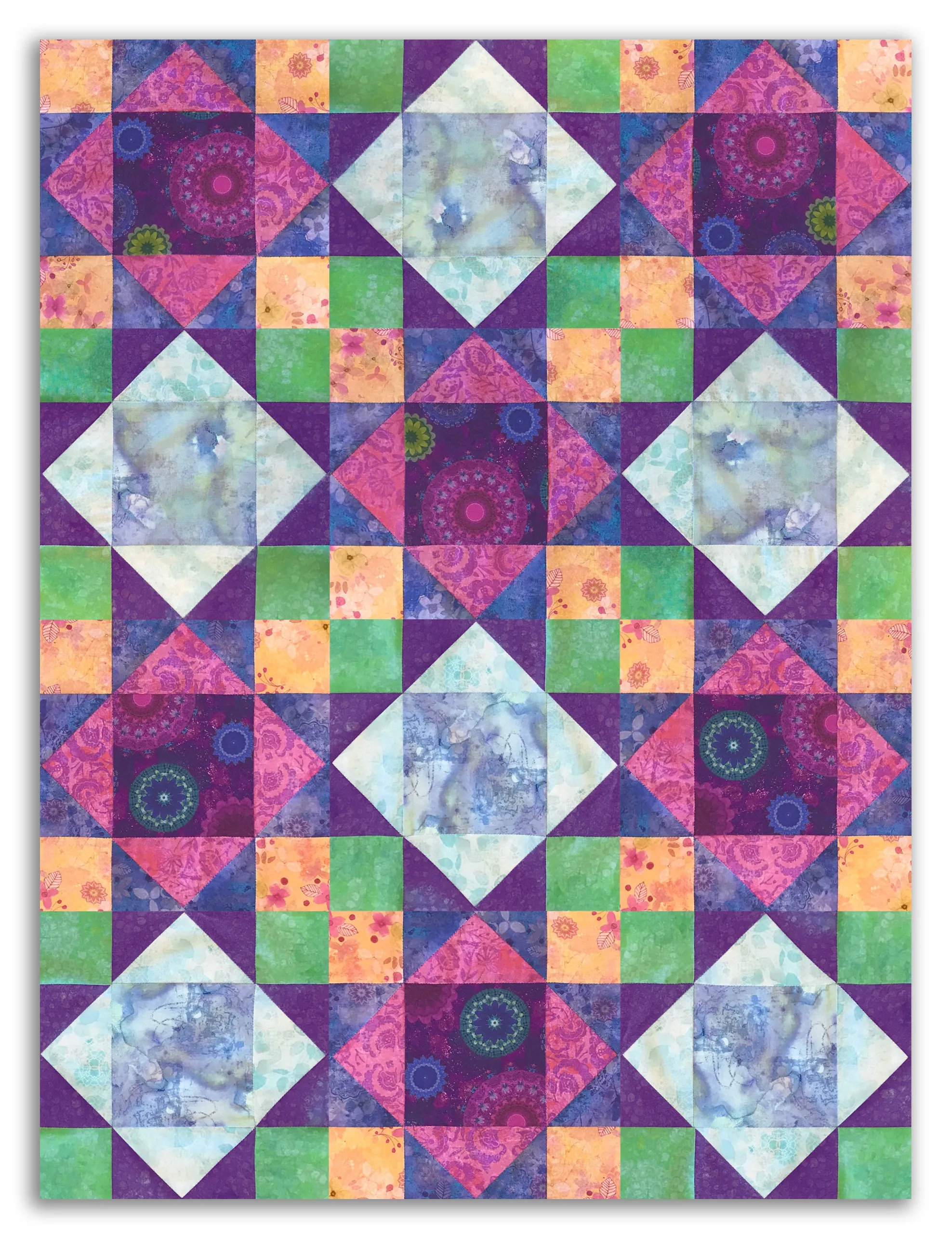 Clothworks Pre-Cut 12 Block King's Crown Quilt Kit - Zen