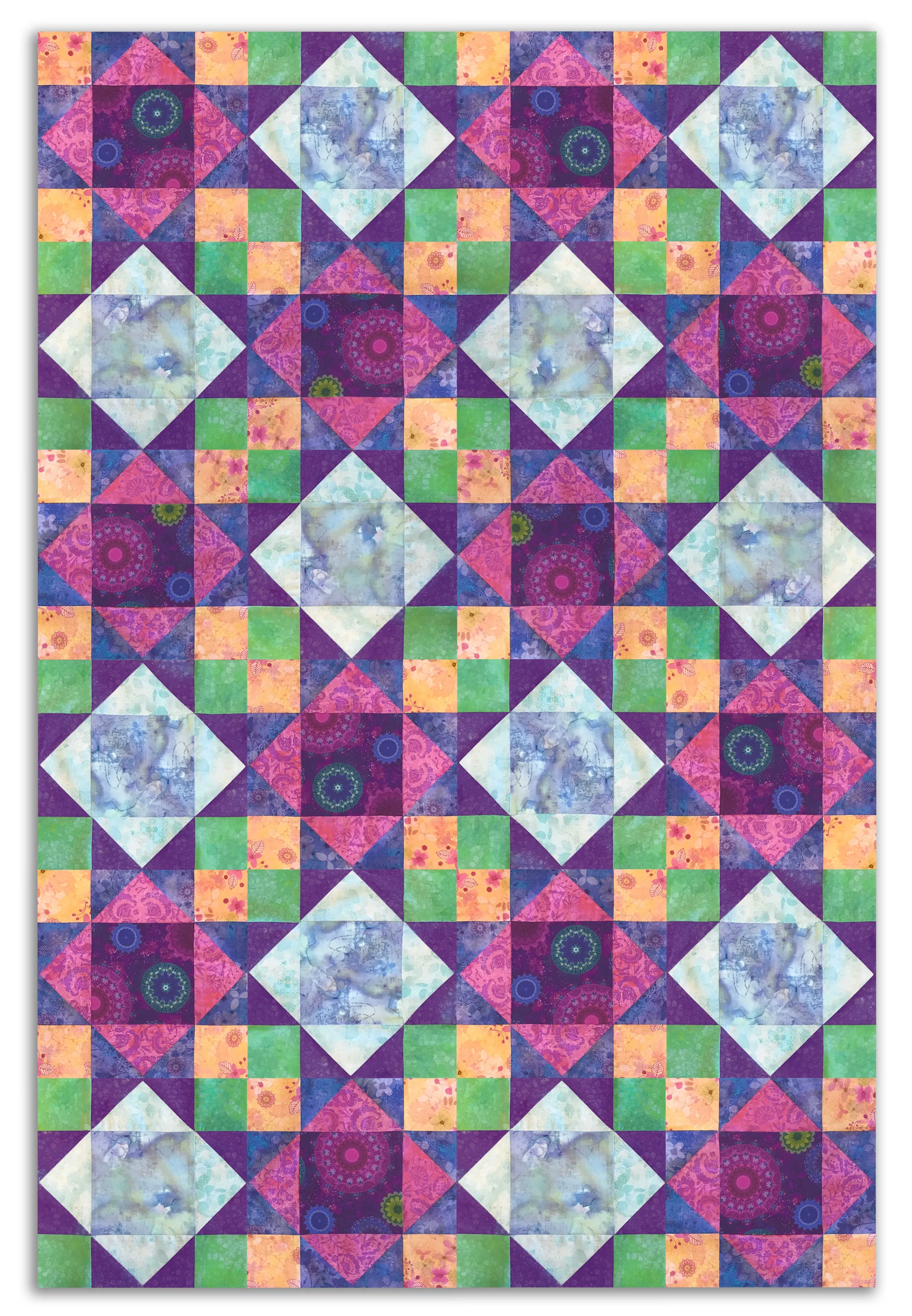 Clothworks Pre-Cut 12 Block King's Crown Quilt Kit - Zen