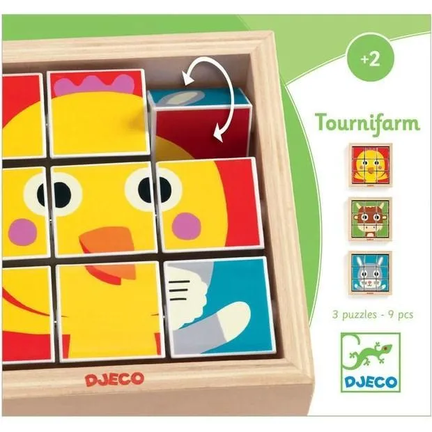 Djeco 9 Wooden Blocks - Tourni Farm