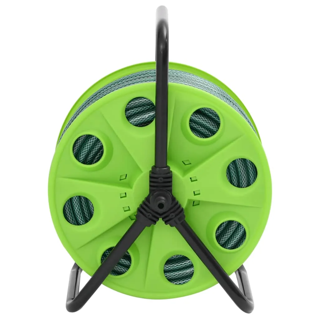 Free Standing Green Hose Reel with Hose Fitting Set 0.5" 30 m PVC