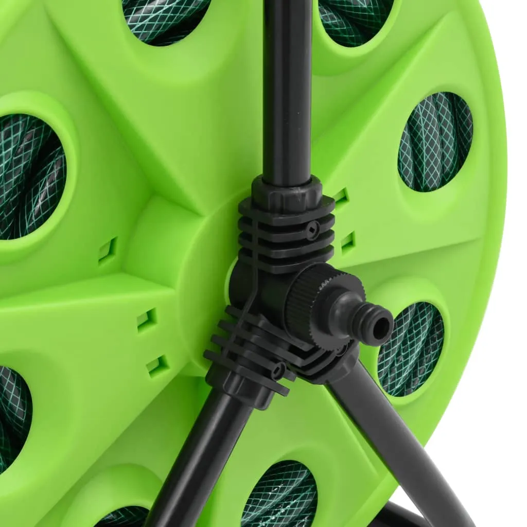 Free Standing Green Hose Reel with Hose Fitting Set 0.5" 30 m PVC