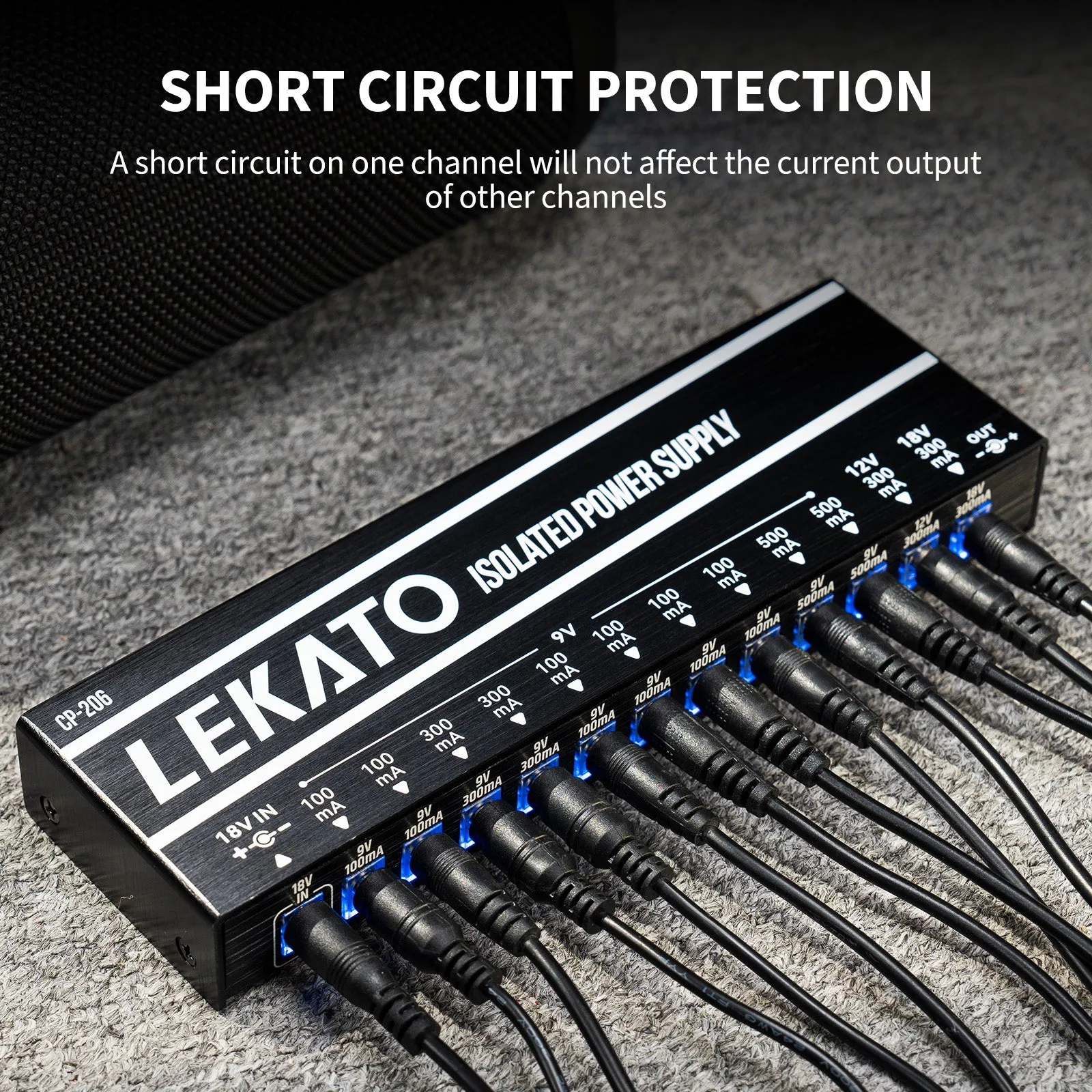 LEKATO CP-206 Guitar Isolated Pedal Power Supply