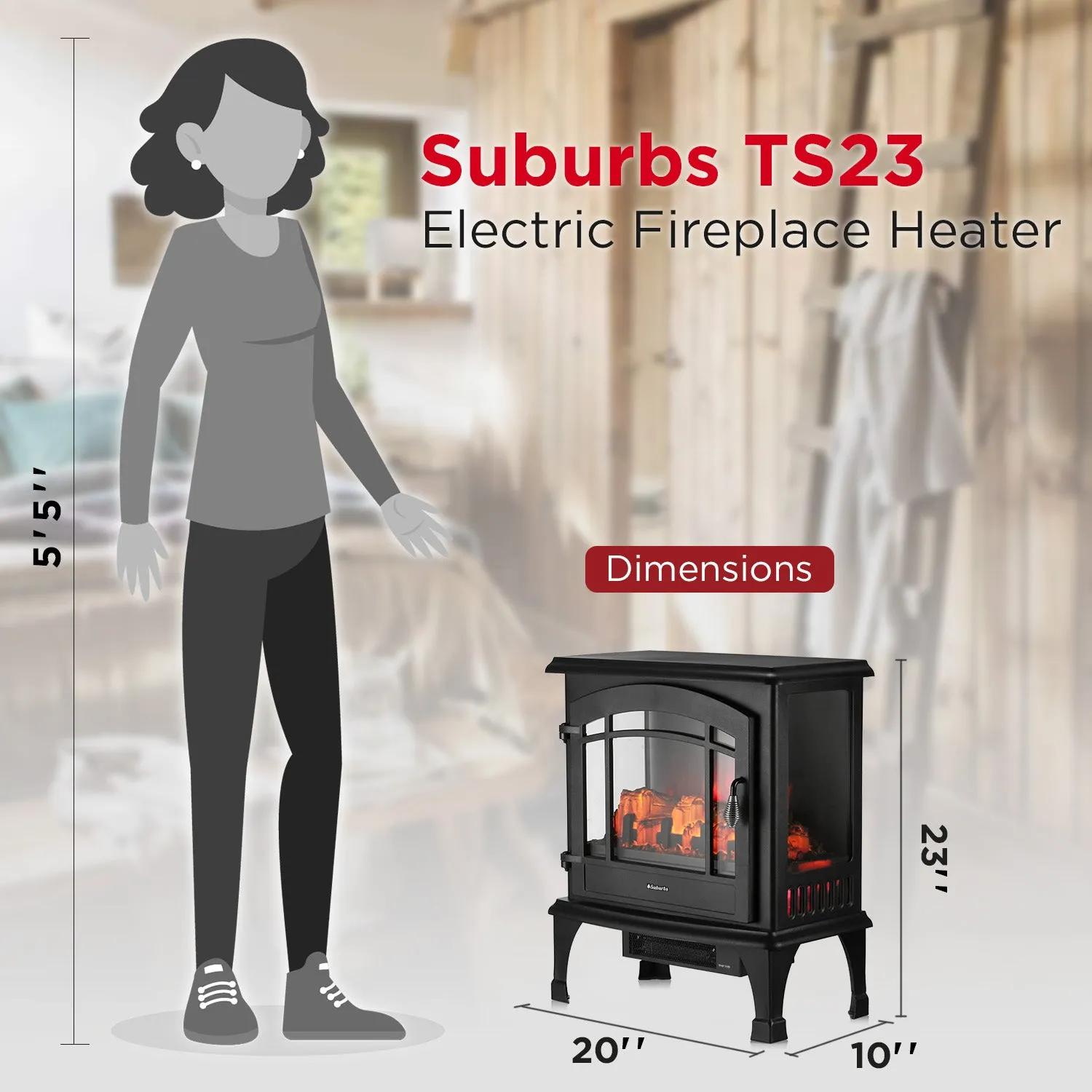 (Open Box) Suburbs TS23 Electric Fireplace Stove