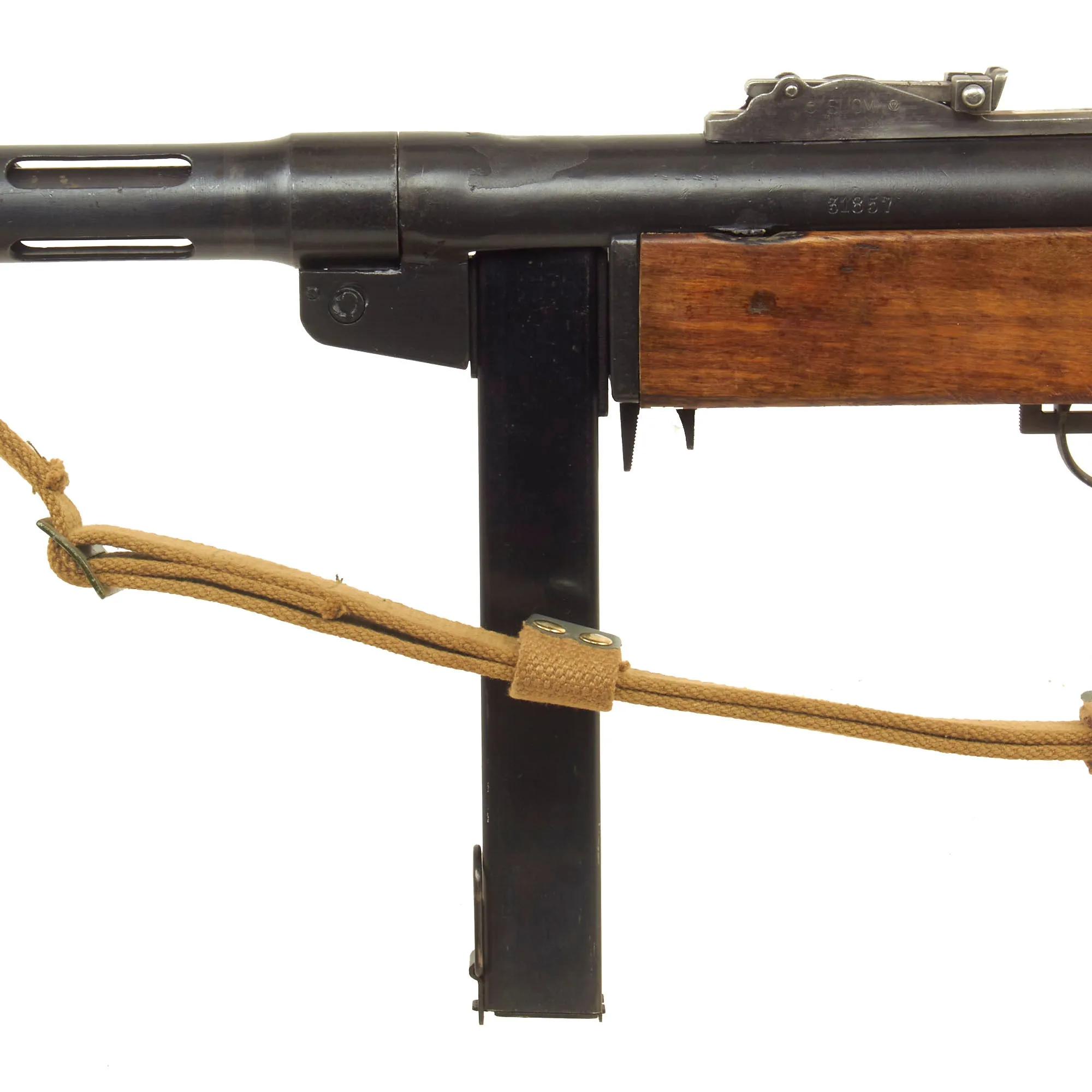 Original Finnish WWII Suomi KP/-31 M31 9mm Display SMG with Live Barrel, Stick Magazine & Sling - Serial 31857