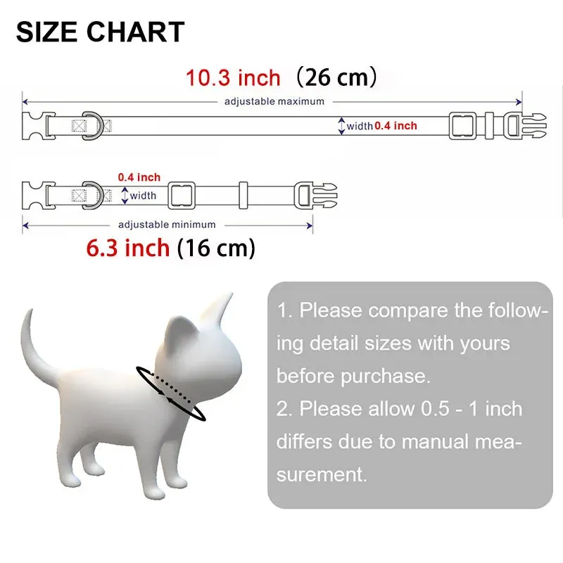 Personalized ID Free Engraving Cat Collar Safety Breakaway Small Dog Cute Nylon Adjustable for Puppy Kittens Necklace