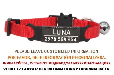 Personalized ID Free Engraving Cat Collar Safety Breakaway Small Dog Cute Nylon Adjustable for Puppy Kittens Necklace