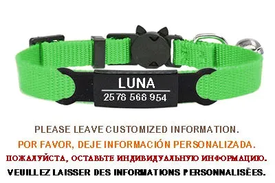 Personalized ID Free Engraving Cat Collar Safety Breakaway Small Dog Cute Nylon Adjustable for Puppy Kittens Necklace