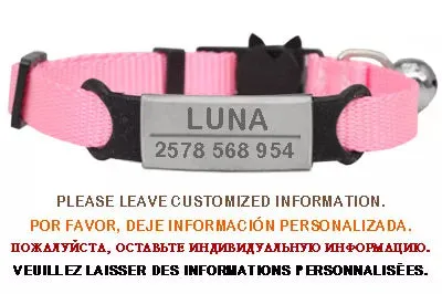 Personalized ID Free Engraving Cat Collar Safety Breakaway Small Dog Cute Nylon Adjustable for Puppy Kittens Necklace