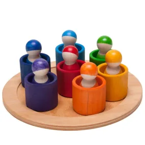 Rainbow wooden peg people