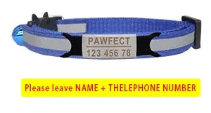 Reflective Cat Safety Buckle Collar Adjustable Custom Personalized ID Free Engraving Nylon Puppy Kittens Necklace