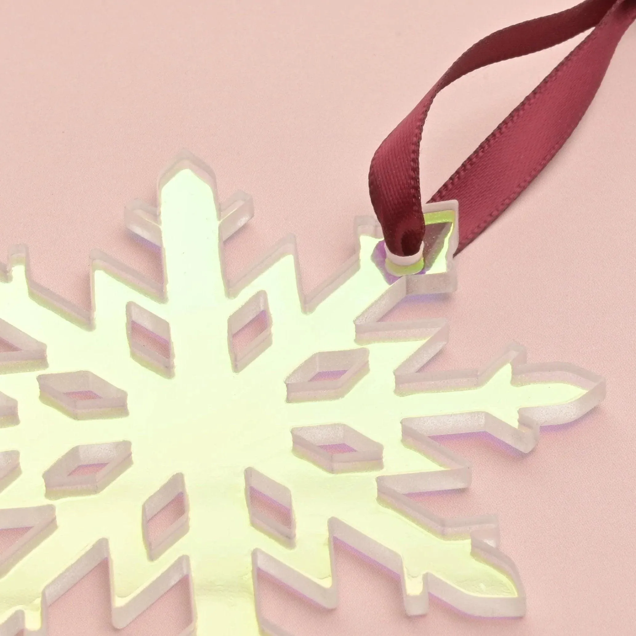 Snowflake Ornament, Clear Holographic Iridescent