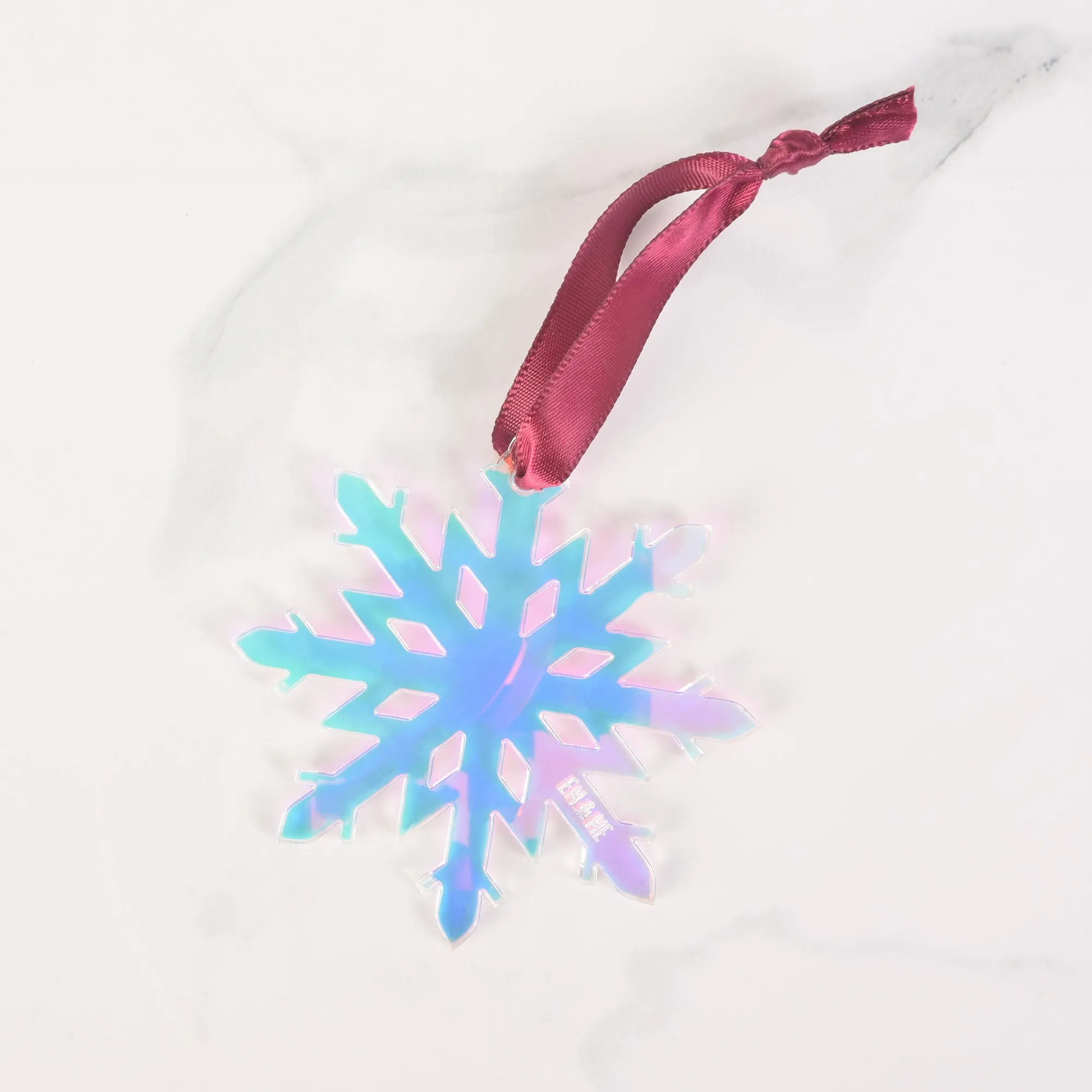 Snowflake Ornament, Clear Holographic Iridescent