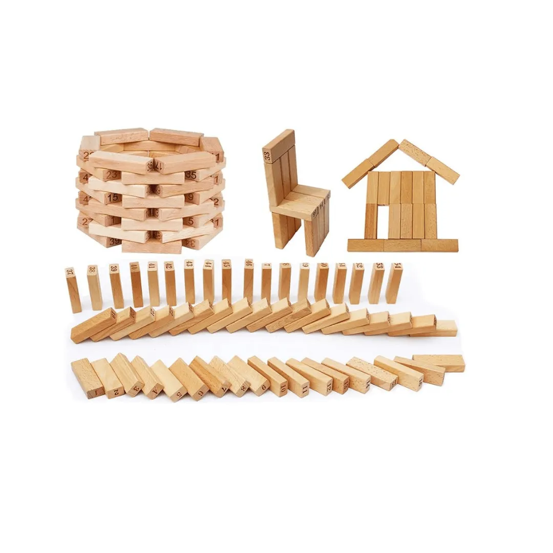 Wooden 54 Pcs Building Blocks Tumbling Tower Game for Kids-1(Medium)