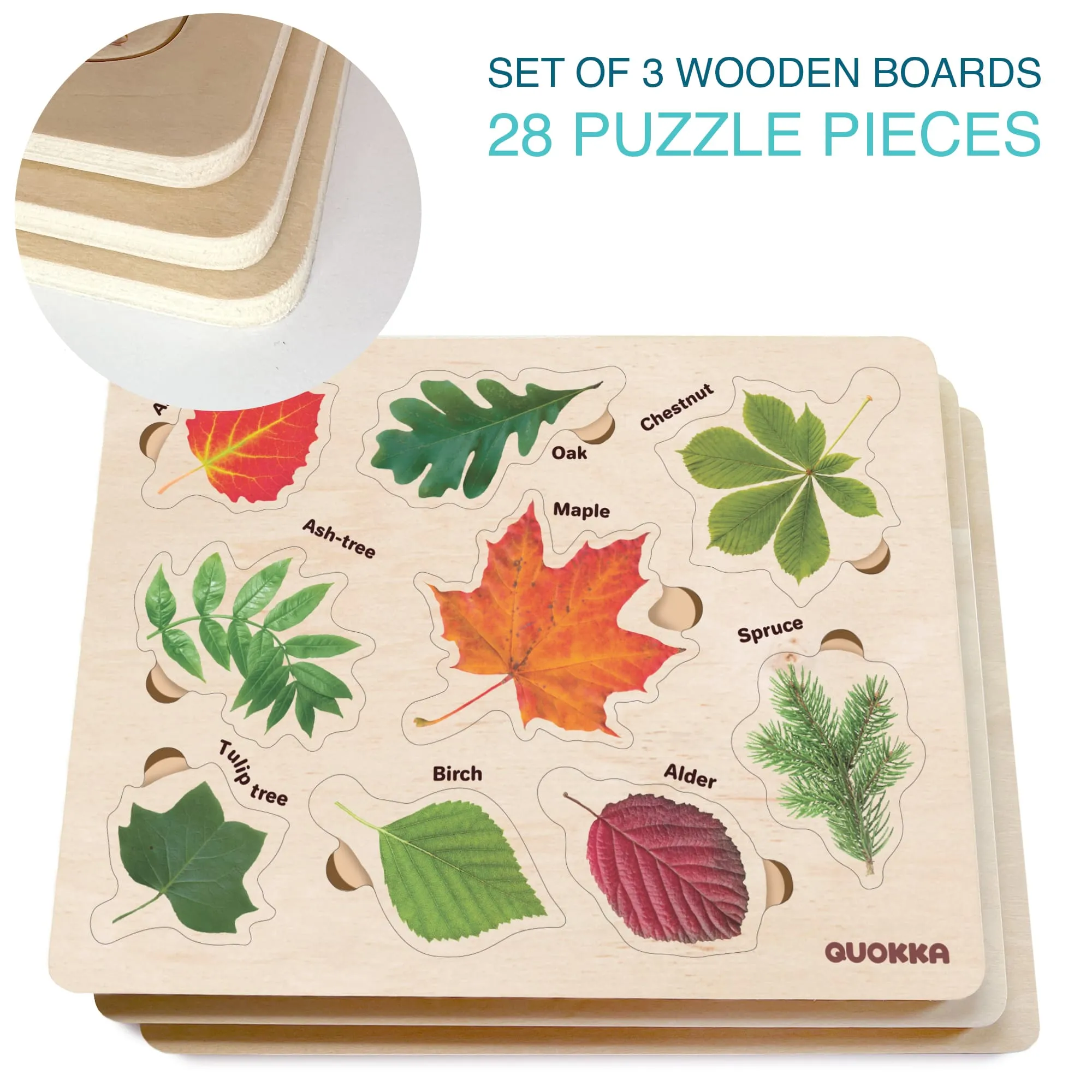 Wooden Puzzles Set for Toddlers | Mushrooms Flowers