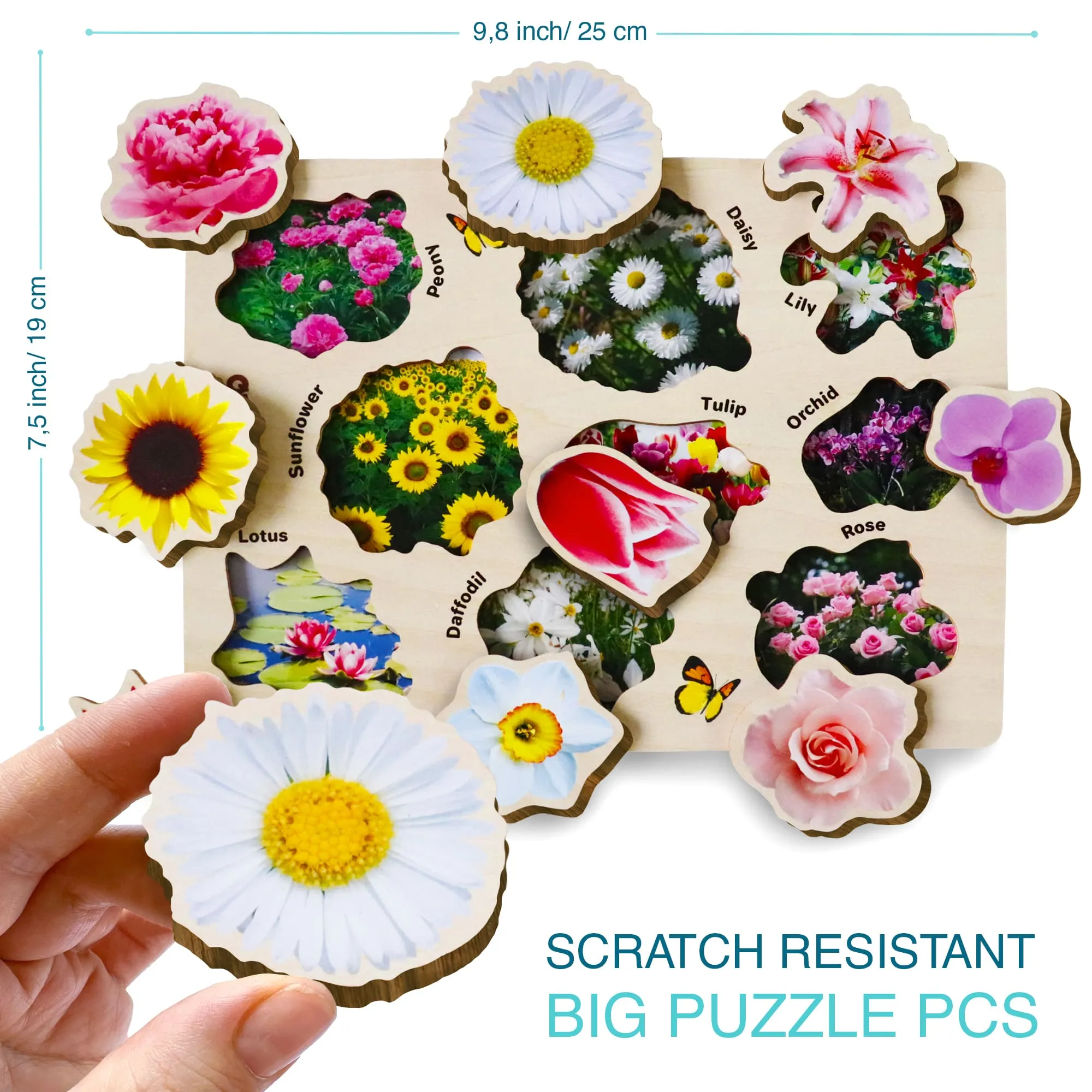 Wooden Puzzles Set for Toddlers | Mushrooms Flowers