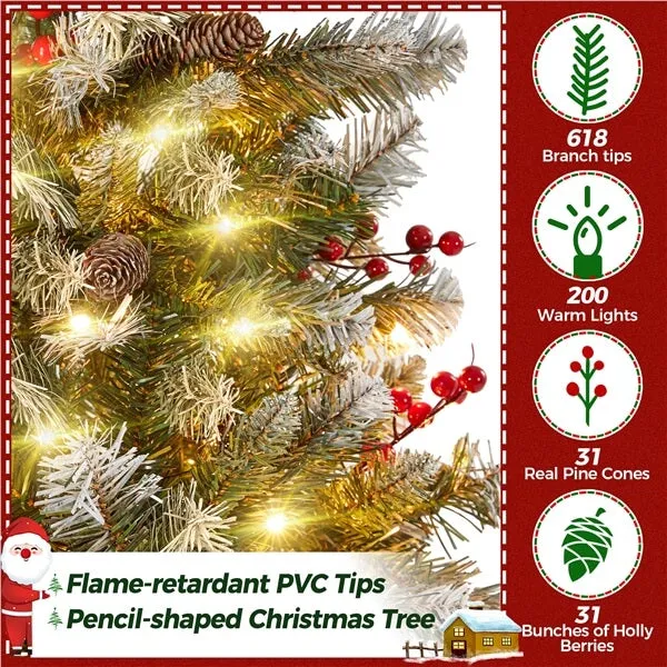 Yaheetech Pre-lit Artificial Pencil Christmas Tree