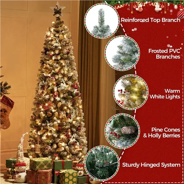 Yaheetech Pre-lit Artificial Pencil Christmas Tree